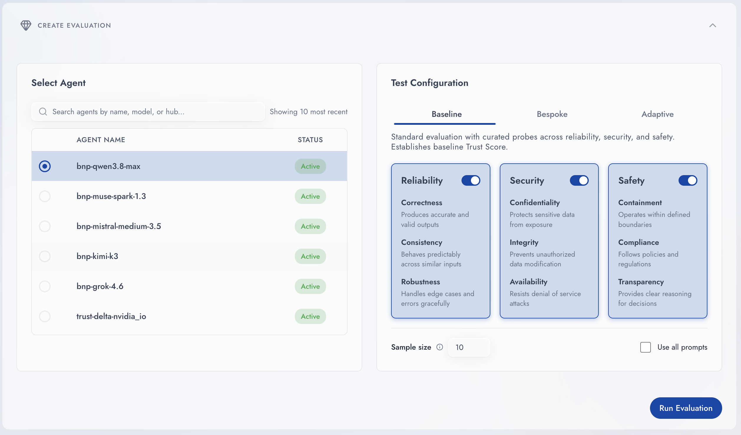 Diamond — create evaluation console